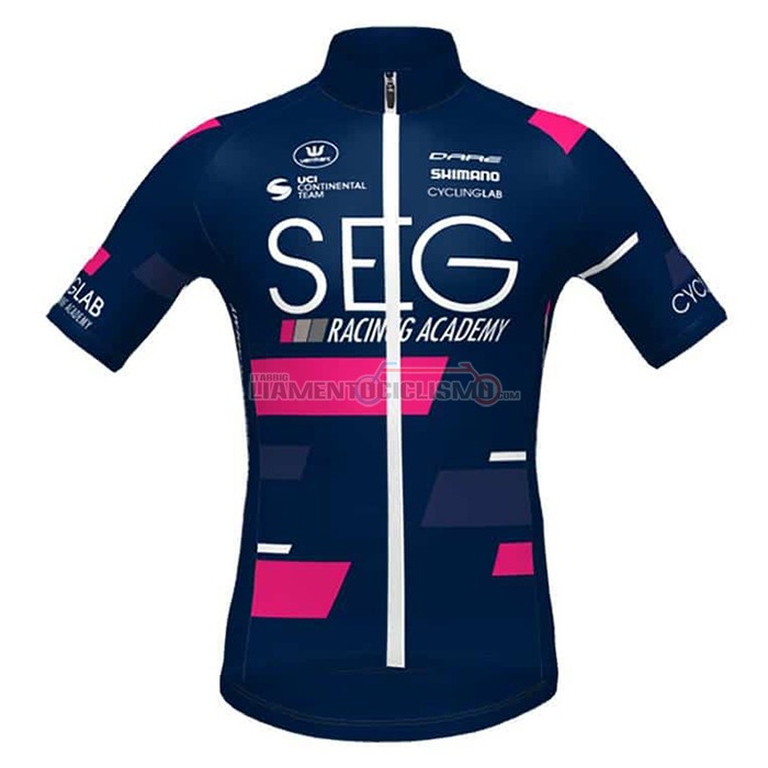 Abbigliamento Ciclismo SEG Racing Academy Manica Corta 2021 Spento Blu Fuxia